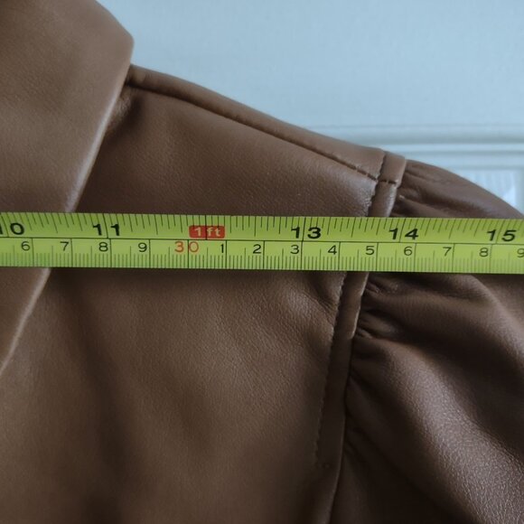 Marc New York - faux leather puff sleeve button down shirt - NWT - size XS - Picture 6 of 10